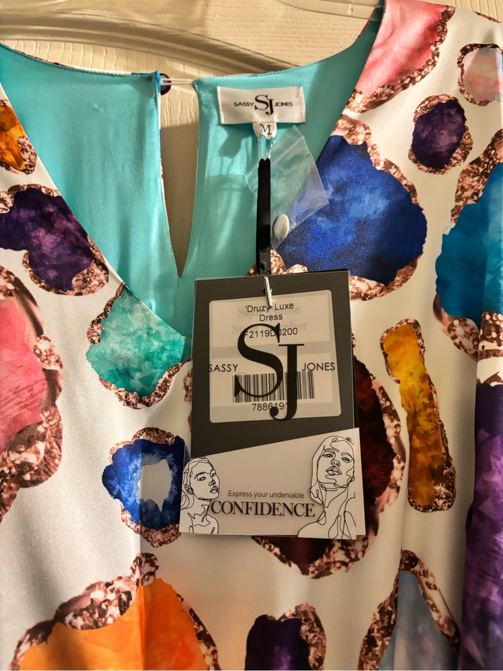 Multicolor Druzy Luxe V-Neck Women’s Dress